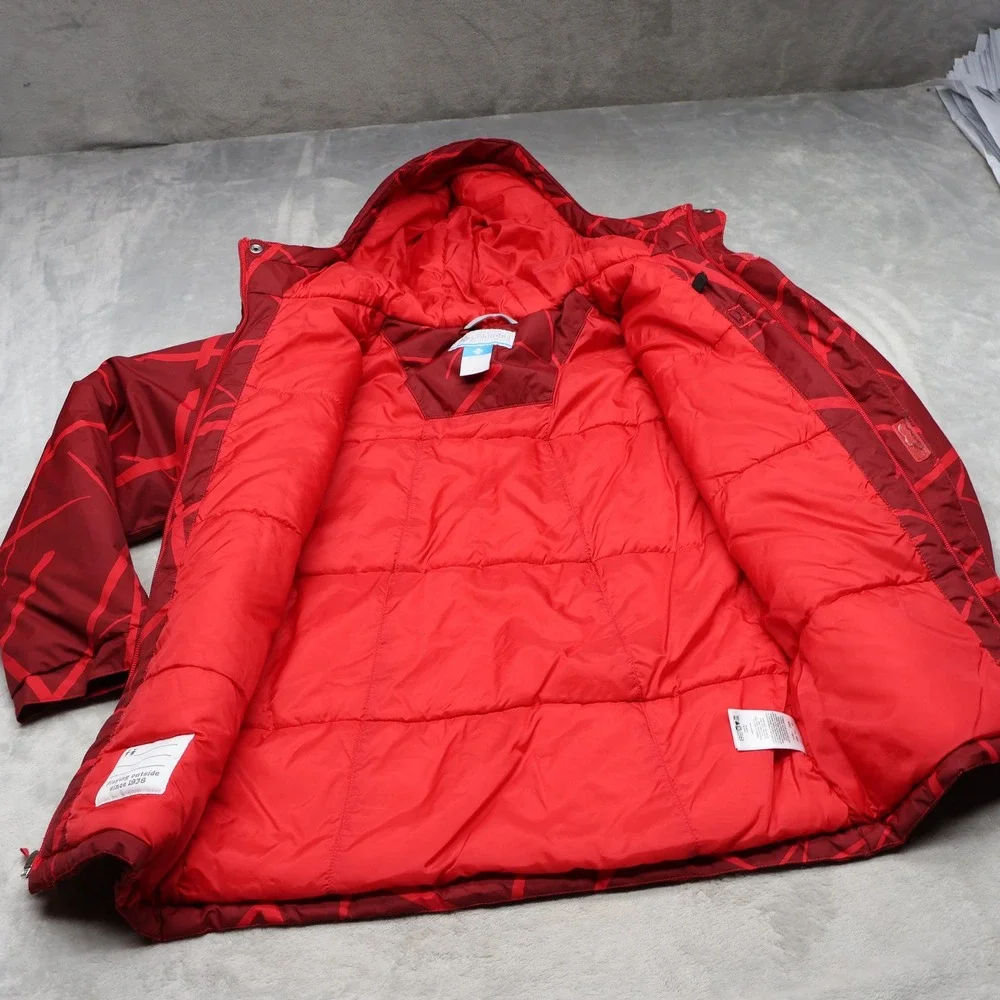 Columbia Jacket‎ Boys Medium 10/12 Red Geometric Lightning Lift Insulated Puffer